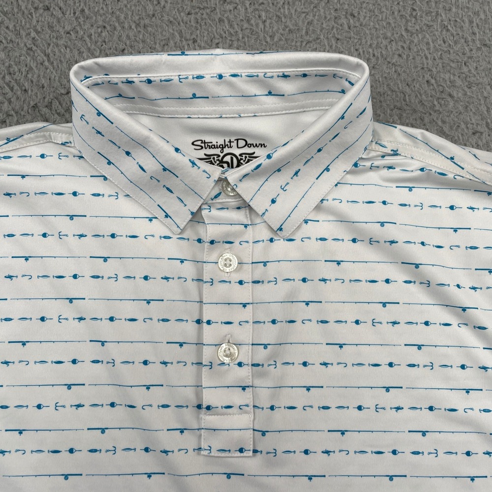 Straight Down Polo Mens Small Fishing Performance Golf Cedarwood Country Club